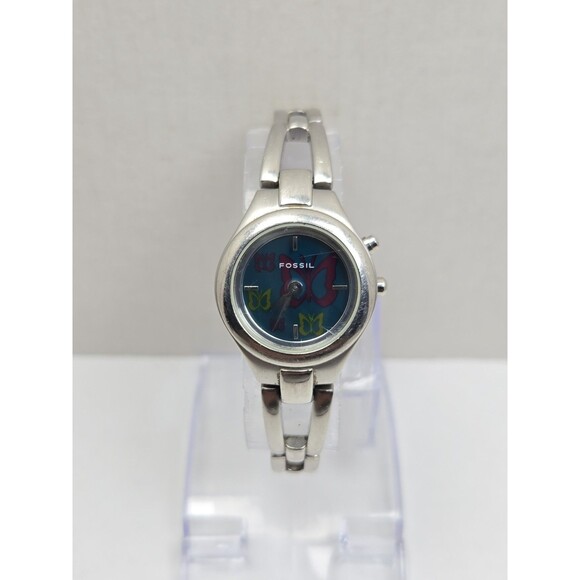 Fossil Big Tic Vintage Rare Womens Blue Kaleido Butterfly Watch 24mm New Battery main image 4